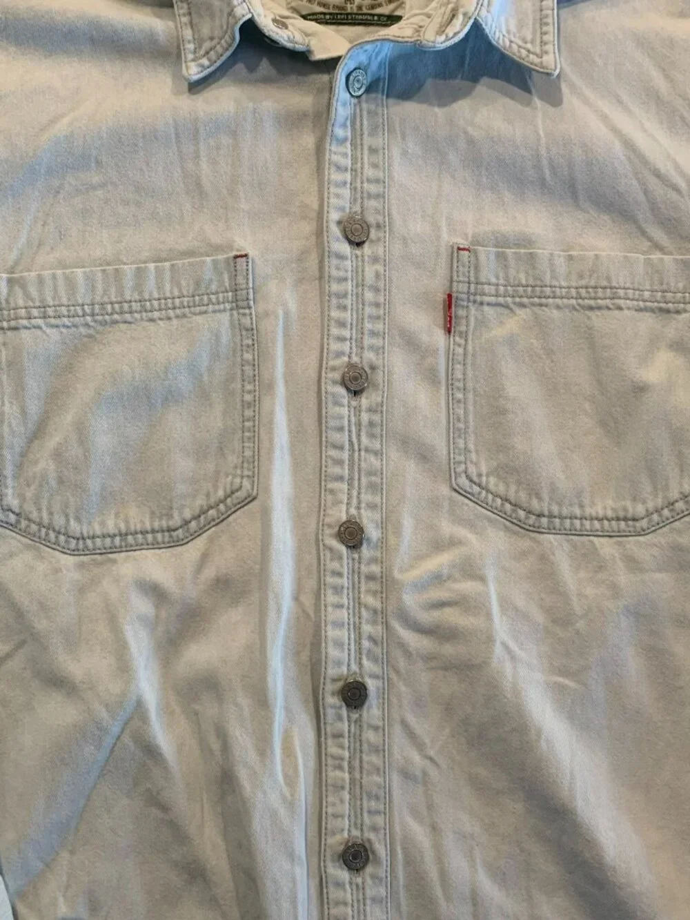 Vintage 90s Levi's Levi Strauss Retro Grunge Punk Indie Bleached Denim Shirt L